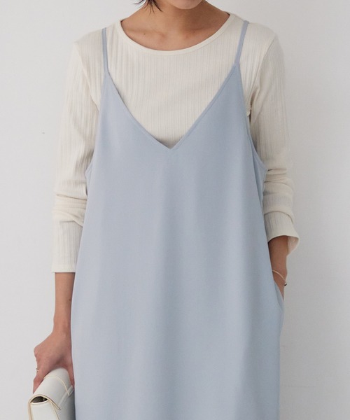 for/c(フォーシー)の「ジョーゼットキャミワンピース【サスティナブル】(ワンピース・レディース・ネイビー/ホワイト/ベージュ/ブラック/グレイッシュブルー・S/M/L/LL)」の13枚目の写真