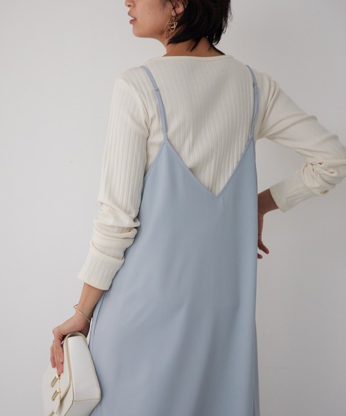 for/c(フォーシー)の「ジョーゼットキャミワンピース【サスティナブル】(ワンピース・レディース・ネイビー/ホワイト/ベージュ/ブラック/グレイッシュブルー・S/M/L/LL)」の15枚目の写真