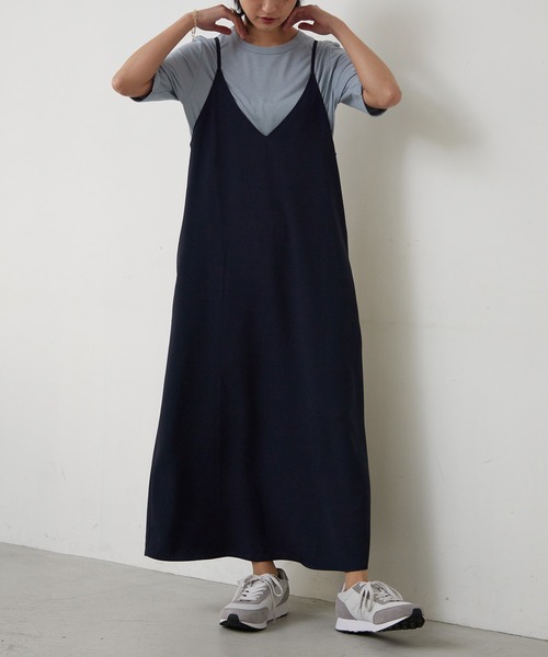 for/c(フォーシー)の「ジョーゼットキャミワンピース【サスティナブル】(ワンピース・レディース・ネイビー/ホワイト/ベージュ/ブラック/グレイッシュブルー・S/M/L/LL)」の19枚目の写真