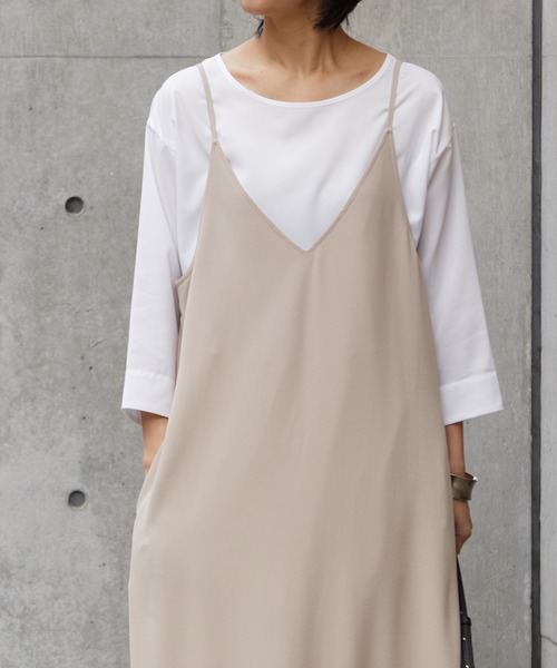 for/c(フォーシー)の「ジョーゼットキャミワンピース【サスティナブル】(ワンピース・レディース・ネイビー/ホワイト/ベージュ/ブラック/グレイッシュブルー・S/M/L/LL)」の10枚目の写真