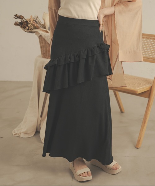 Ambre Neige(アンブルネージュ)の「ダブルフリルスカート/【WEB/EC限定商品】(スカート・レディース・ブラック/アイボリー・FREE)」の7枚目の写真