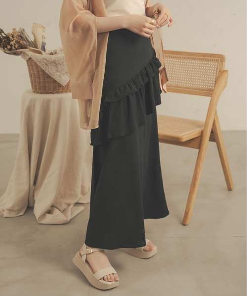 Ambre Neige(アンブルネージュ)の「ダブルフリルスカート/【WEB/EC限定商品】(スカート・レディース・ブラック/アイボリー・FREE)」の8枚目の写真