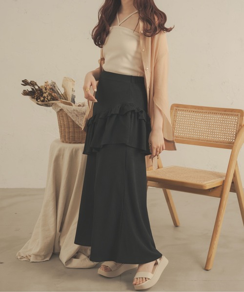 Ambre Neige(アンブルネージュ)の「ダブルフリルスカート/【WEB/EC限定商品】(スカート・レディース・ブラック/アイボリー・FREE)」の11枚目の写真
