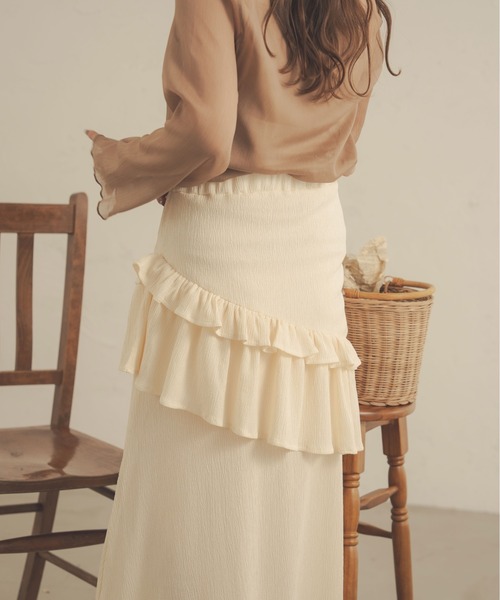 Ambre Neige(アンブルネージュ)の「ダブルフリルスカート/【WEB/EC限定商品】(スカート・レディース・ブラック/アイボリー・FREE)」の4枚目の写真