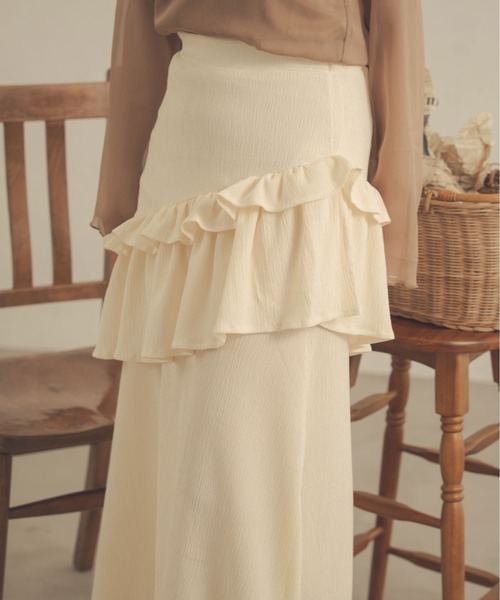 Ambre Neige(アンブルネージュ)の「ダブルフリルスカート/【WEB/EC限定商品】(スカート・レディース・ブラック/アイボリー・FREE)」の5枚目の写真