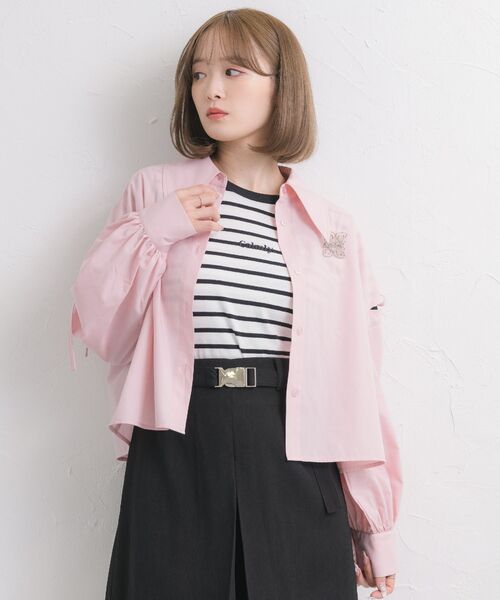 ems excite（エムズエキサイト）の「ブローチ付ショートSH（シャツ/ブラウス・レディース・ホワイト/グレー系その他・FREE）」の14枚目の写真