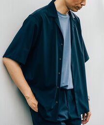 EDIFICE | ウールライク ポリエステル / キュプラ メランジ オープンカラー 半袖シャツ(シャツ/ブラウス)