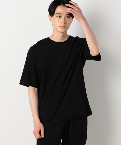 COMME CA ISM(コムサイズム)の「レーヨンリネン ストレッチ Tシャツ(Tシャツ/カットソー・メンズ・アイボリー/ブラック/ネイビー・MEDIUM/LARGE)」の4枚目の写真