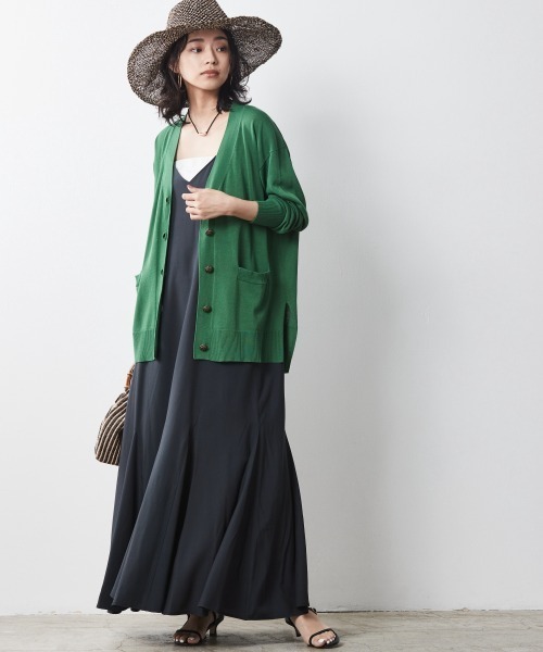 CHIC STYLE（シックスタイル）の「＜大きいサイズ＞ハイツイストレーヨン綿Vネックニットカーディガン シックスタイル（カーディガン/ボレロ・レディース・ブラック/モカ/グリーン・4L/5L/LL/3L/L）」の9枚目の写真