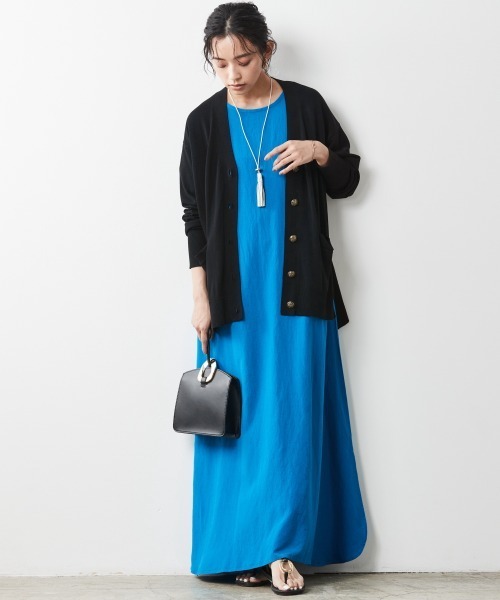 CHIC STYLE（シックスタイル）の「＜大きいサイズ＞ハイツイストレーヨン綿Vネックニットカーディガン シックスタイル（カーディガン/ボレロ・レディース・ブラック/モカ/グリーン・4L/5L/LL/3L/L）」の8枚目の写真