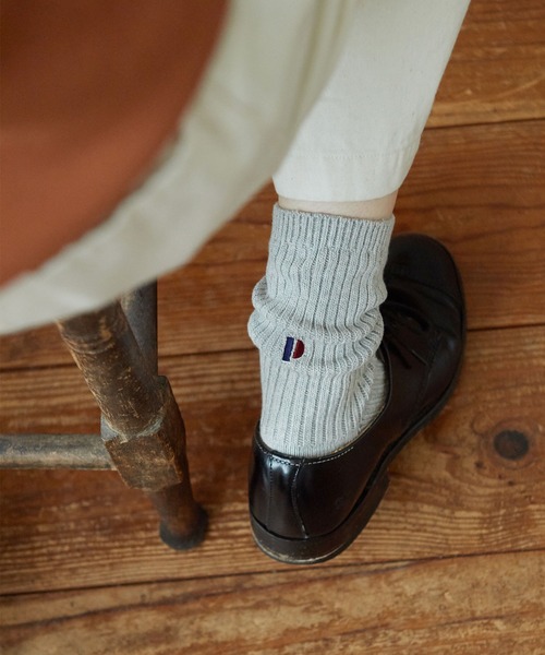 PAR ICI（パーリッシィ）の「BASIC P刺繍ソックス（ソックス/靴下・レディース・グレー/ホワイト・FREE）」の2枚目の写真