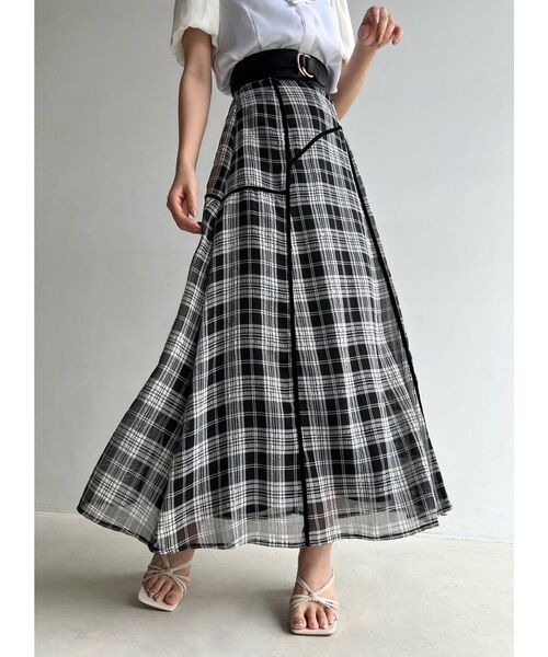 RESEXXY シャツレイヤードニットトップス＆チェックミニフレアスカート