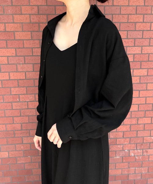 Auntie Rosa（アンティローザ）の「【Louis Beaute】2枚組 ショート丈シャツ ＋ デコルテオープンワンピース(セットアップ)（ワンピース・レディース・ブラック/ベージュ/モカ・FREE）」の7枚目の写真