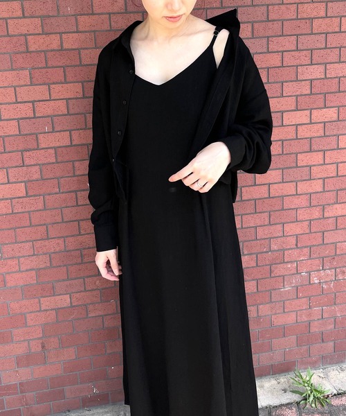 Auntie Rosa（アンティローザ）の「【Louis Beaute】2枚組 ショート丈シャツ ＋ デコルテオープンワンピース(セットアップ)（ワンピース・レディース・ブラック/ベージュ/モカ・FREE）」の8枚目の写真