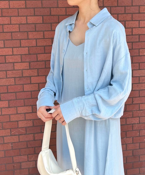 Auntie Rosa（アンティローザ）の「【Louis Beaute】2枚組 ショート丈シャツ ＋ デコルテオープンワンピース(セットアップ)（ワンピース・レディース・ブラック/ベージュ/モカ・FREE）」の13枚目の写真