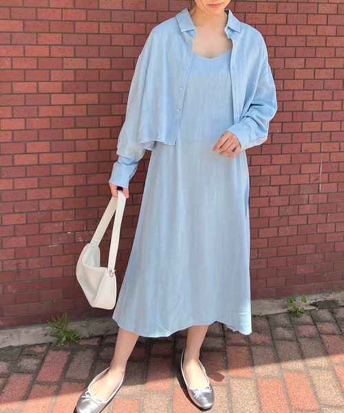 Auntie Rosa（アンティローザ）の「【Louis Beaute】2枚組 ショート丈シャツ ＋ デコルテオープンワンピース(セットアップ)（ワンピース・レディース・ブラック/ベージュ/モカ・FREE）」の14枚目の写真