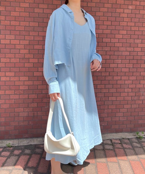 Auntie Rosa（アンティローザ）の「【Louis Beaute】2枚組 ショート丈シャツ ＋ デコルテオープンワンピース(セットアップ)（ワンピース・レディース・ブラック/ベージュ/モカ・FREE）」の16枚目の写真