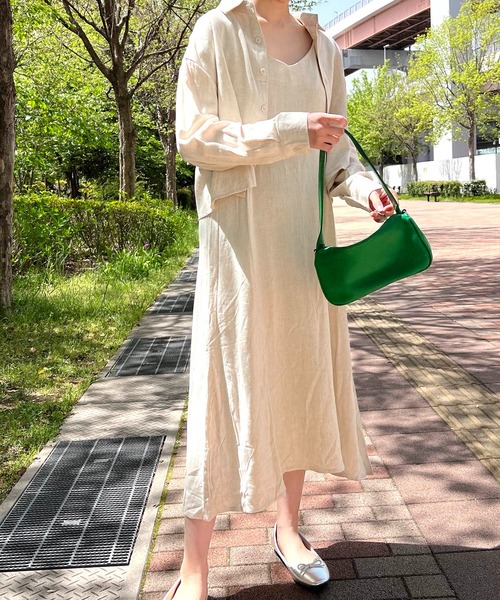 Auntie Rosa（アンティローザ）の「【Louis Beaute】2枚組 ショート丈シャツ ＋ デコルテオープンワンピース(セットアップ)（ワンピース・レディース・ブラック/ベージュ/モカ・FREE）」の18枚目の写真