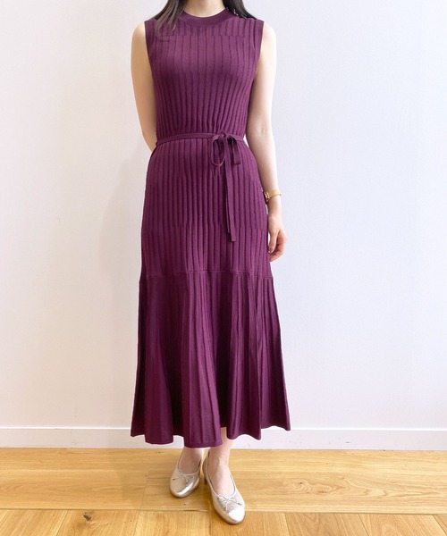 index（インデックス）の「◆ノースリーブ ニットワンピース【UV/接触冷感/アンチピリング/洗濯機洗い可】（ワンピース・レディース・ボルドー/ライトグレー系7/ブラウン系/ブラック・40/38/42/36）」の4枚目の写真