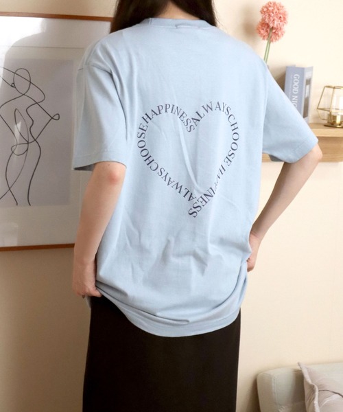 SITRY(シトリー)の「ハート ロゴ プリント Tシャツ/ heart logo print T-shirt(Tシャツ/カットソー・レディース・ブラック/チャコールグレー/ホワイト系その他/サックスブルー/オフホワイト/ネイビー・M/L)」の6枚目の写真