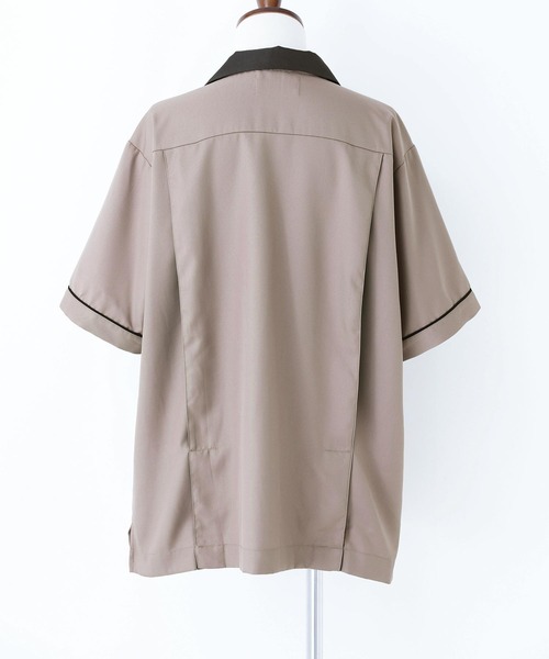 n'OrLABEL(ノアールレーベル)の「『刺繍ロゴ配色ボウリングシャツ』(シャツ/ブラウス・メンズ・ブラック/ベージュ・2/3)」の10枚目の写真