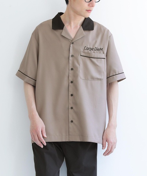 n'OrLABEL(ノアールレーベル)の「『刺繍ロゴ配色ボウリングシャツ』(シャツ/ブラウス・メンズ・ブラック/ベージュ・2/3)」の14枚目の写真