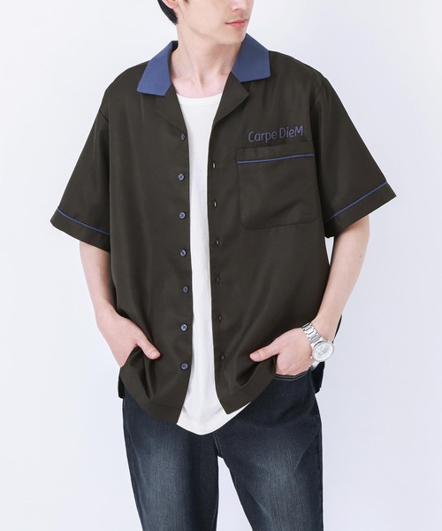 n'OrLABEL(ノアールレーベル)の「『刺繍ロゴ配色ボウリングシャツ』(シャツ/ブラウス・メンズ・ブラック/ベージュ・2/3)」の18枚目の写真