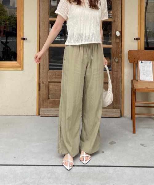 LE MORE（リモア）の「ナイロンワイドイージーパンツ（その他パンツ・レディース・ブラック/カーキ/ベージュ・FREE）」の3枚目の写真