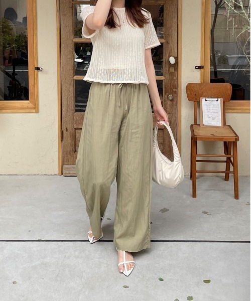 LE MORE（リモア）の「ナイロンワイドイージーパンツ（その他パンツ・レディース・ブラック/カーキ/ベージュ・FREE）」の7枚目の写真