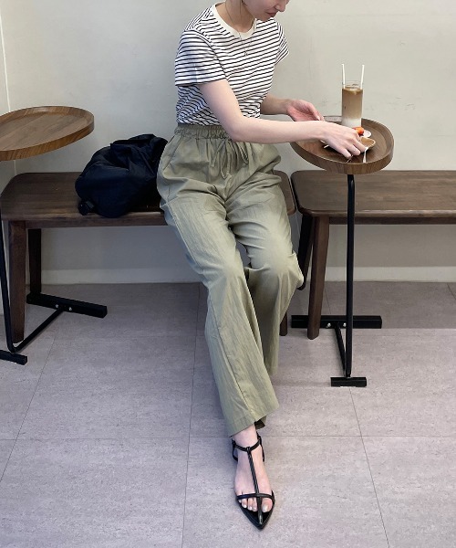 LE MORE（リモア）の「ナイロンワイドイージーパンツ（その他パンツ・レディース・ブラック/カーキ/ベージュ・FREE）」の9枚目の写真