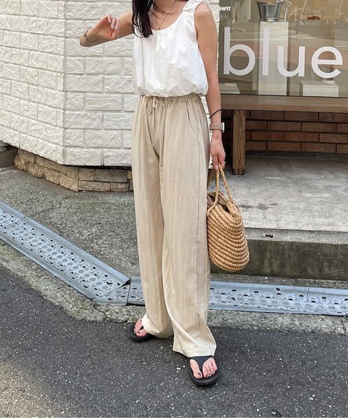 【howtoloveme】ルメル ナイロン ワイド ツータック パンツ サラッと落ち感☆リラックス感ある履き心地が魅力の2タック