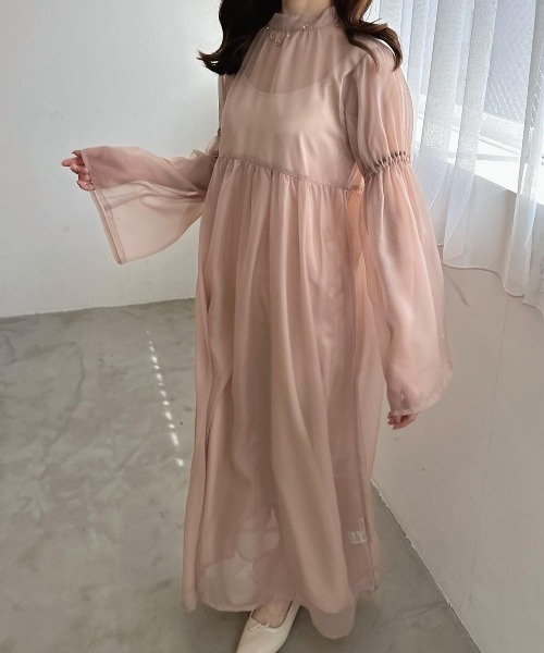 Ogue.（オグ）の「[ Ogue. ］sheer dress OP（シアードレスワンピース）（ワンピース・レディース・スモークピンク/ブラック・FREE）」の18枚目の写真