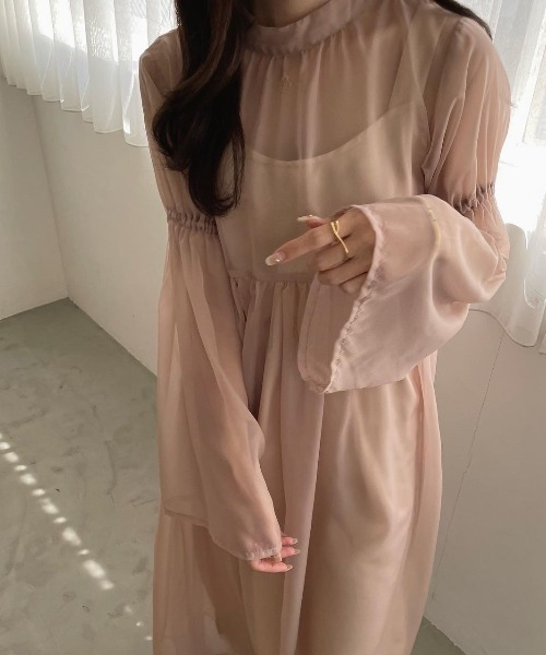 Ogue.（オグ）の「[ Ogue. ］sheer dress OP（シアードレスワンピース）（ワンピース・レディース・スモークピンク/ブラック・FREE）」の22枚目の写真