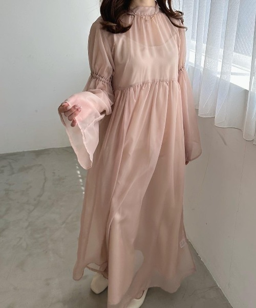 Ogue.（オグ）の「[ Ogue. ］sheer dress OP（シアードレスワンピース）（ワンピース・レディース・スモークピンク/ブラック・FREE）」の17枚目の写真