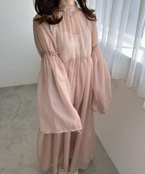 Ogue.（オグ）の「[ Ogue. ］sheer dress OP（シアードレスワンピース）（ワンピース・レディース・スモークピンク/ブラック・FREE）」の19枚目の写真