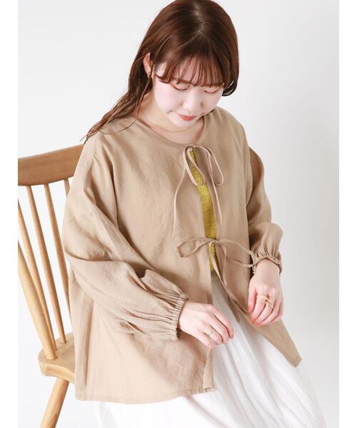 ehka sopo（エヘカソポ）の「前後2WAYリボンブラウス（シャツ/ブラウス・レディース・オフホワイト/グリーン/パープル/ベージュ・F）」の3枚目の写真