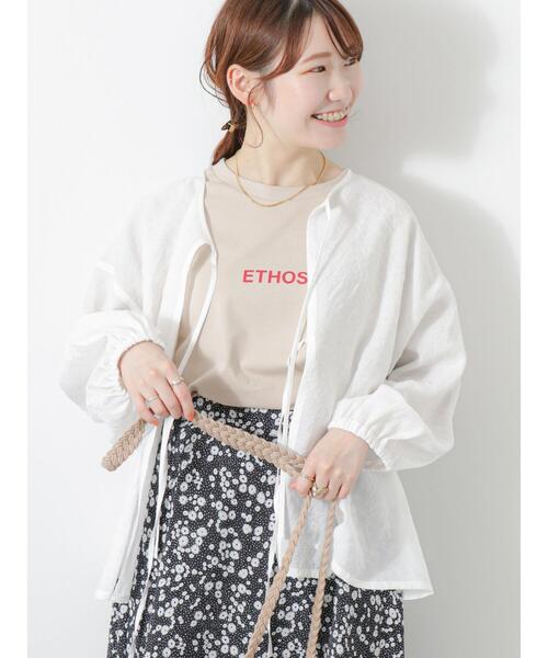 ehka sopo（エヘカソポ）の「前後2WAYリボンブラウス（シャツ/ブラウス・レディース・オフホワイト/グリーン/パープル/ベージュ・F）」の2枚目の写真