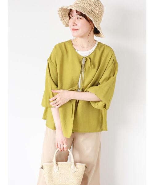 ehka sopo（エヘカソポ）の「前後2WAYリボンブラウス（シャツ/ブラウス・レディース・オフホワイト/グリーン/パープル/ベージュ・F）」の5枚目の写真