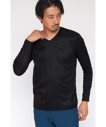 HIGH STREET∴ブライト針抜きテレコVネック長袖Tシャツ