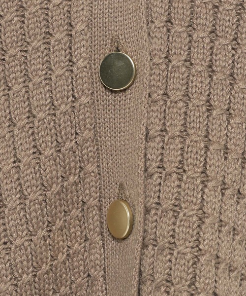 mysty woman（ミスティウーマン）の「ミニケーブルメタルボタンカーデ972191（カーディガン/ボレロ・レディース・ブラック/オフホワイト/グリーン/モカ・FREE）」の16枚目の写真