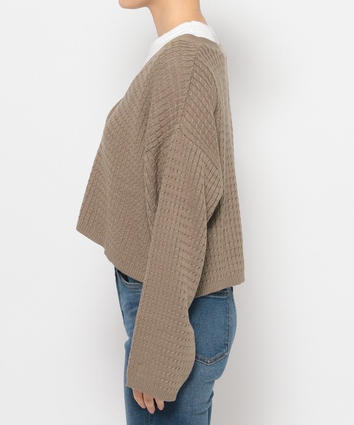 mysty woman（ミスティウーマン）の「ミニケーブルメタルボタンカーデ972191（カーディガン/ボレロ・レディース・ブラック/オフホワイト/グリーン/モカ・FREE）」の10枚目の写真