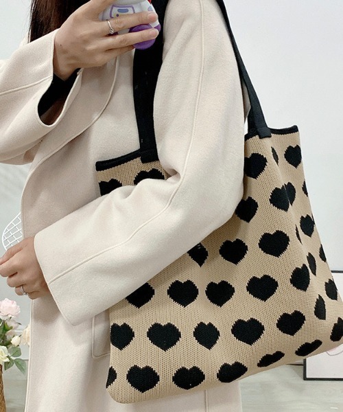 Chick（チック）の「ハートニットトートバッグ（トートバッグ・レディース・ブラウン・FREE）」の7枚目の写真