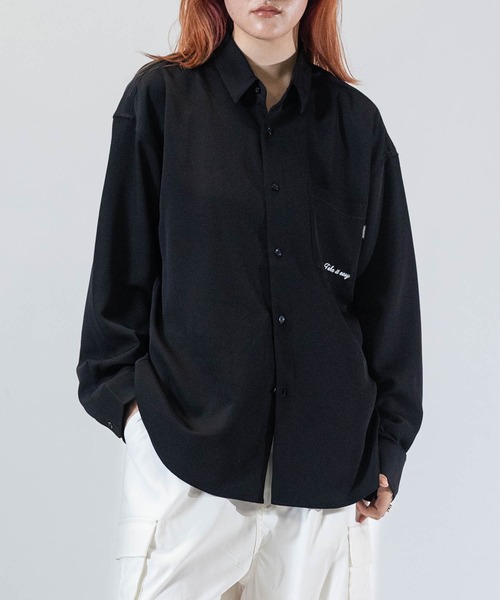 Naive magic（ナイーブマジック）の「【a】ナチュラルストレッチポリエステル フラワーエンブロイダリー バルーンスリーブ スリットシャツ 長袖（シャツ/ブラウス・メンズ・ホワイト/ブルー/ダークグレー/グレイッシュベージュ/ブラック/モカ・LARGE/MEDIUM/X-LARGE）」の15枚目の写真