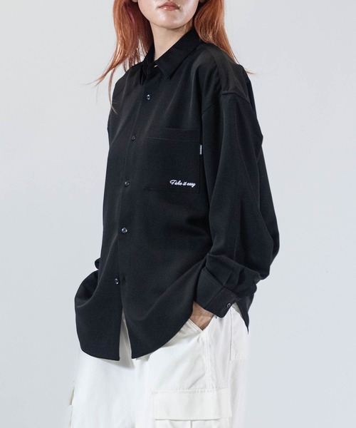 Naive magic（ナイーブマジック）の「【a】ナチュラルストレッチポリエステル フラワーエンブロイダリー バルーンスリーブ スリットシャツ 長袖（シャツ/ブラウス・メンズ・ホワイト/ブルー/ダークグレー/グレイッシュベージュ/ブラック/モカ・LARGE/MEDIUM/X-LARGE）」の16枚目の写真