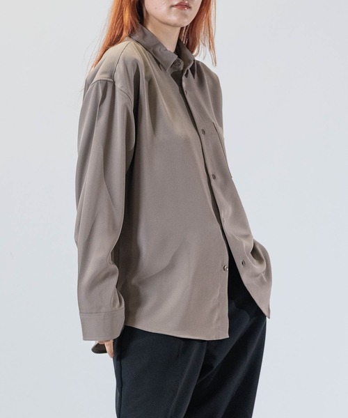 Naive magic（ナイーブマジック）の「【a】ナチュラルストレッチポリエステル フラワーエンブロイダリー バルーンスリーブ スリットシャツ 長袖（シャツ/ブラウス・メンズ・ホワイト/ブルー/ダークグレー/グレイッシュベージュ/ブラック/モカ・LARGE/MEDIUM/X-LARGE）」の22枚目の写真