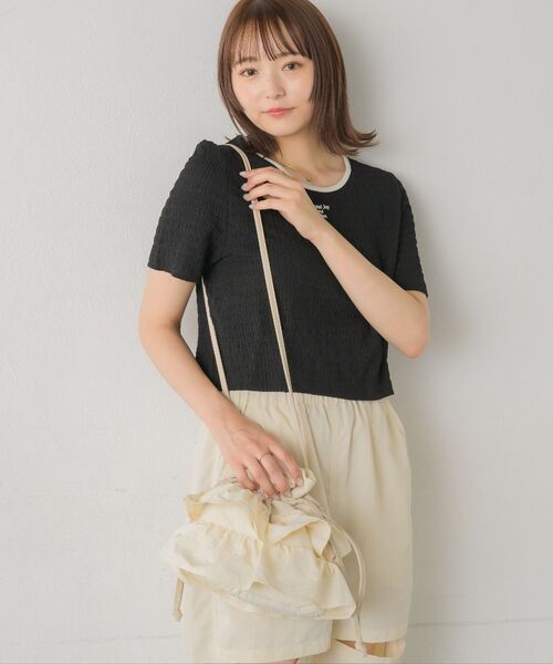 RETRO GIRL（レトロガール）の「フリル巾着ショルダーバッグ（ショルダーバッグ・レディース・ブラック/ナチュラル/ライトグレー・ONE SIZE）」の13枚目の写真