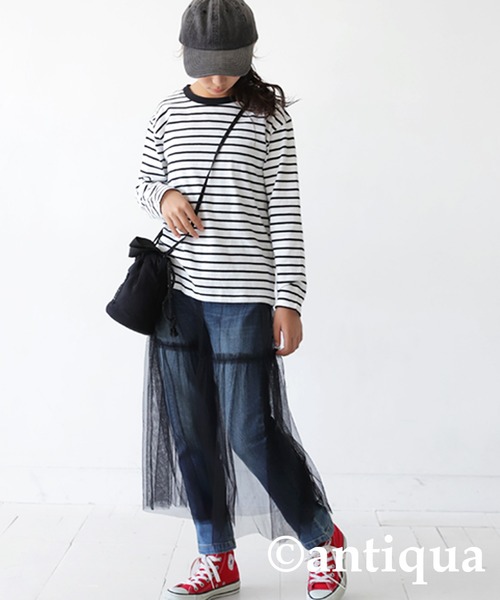 antiqua（アンティカ）の「レイヤードチュールスカート（スカート・キッズ・ブラック/アイボリー・160/120/140）」の13枚目の写真