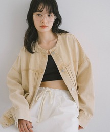 andme（アンドミー）の「【新色追加】オーバーサイズノーカラーデニムツイルジャケット（デニムジャケット）」