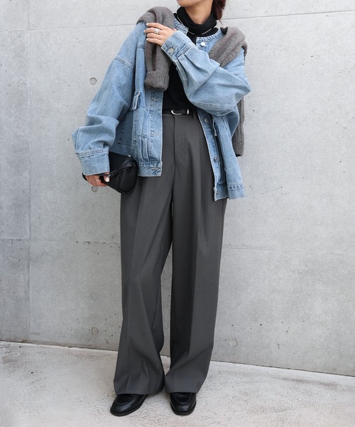 【新色追加】オーバーサイズノーカラーデニムツイルジャケット(デニムジャケット)|andme(アンドミー)