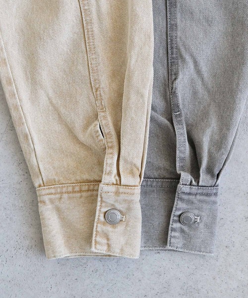【新色追加】オーバーサイズノーカラーデニムツイルジャケット(デニムジャケット)|andme(アンドミー)